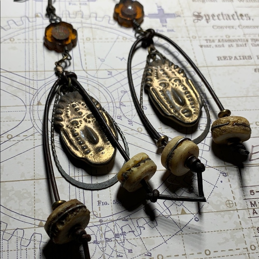 Boho OOAK Ceramic “Islander” earrings by Susan Ray